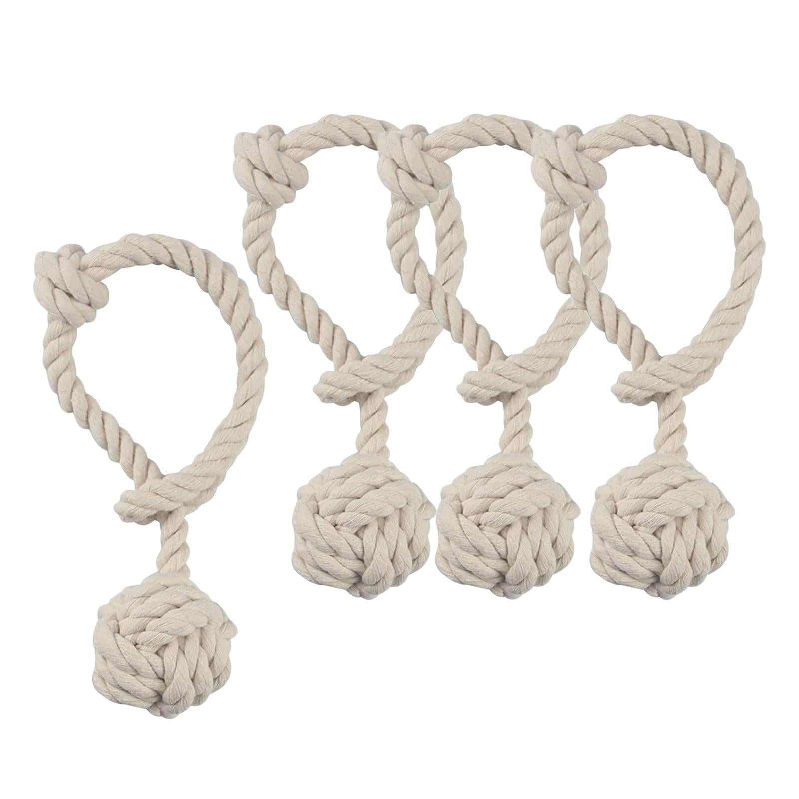 Curtain Rope Tiebacks Home Decorative Drapery Knitting Holdbacks 4PCS Beige