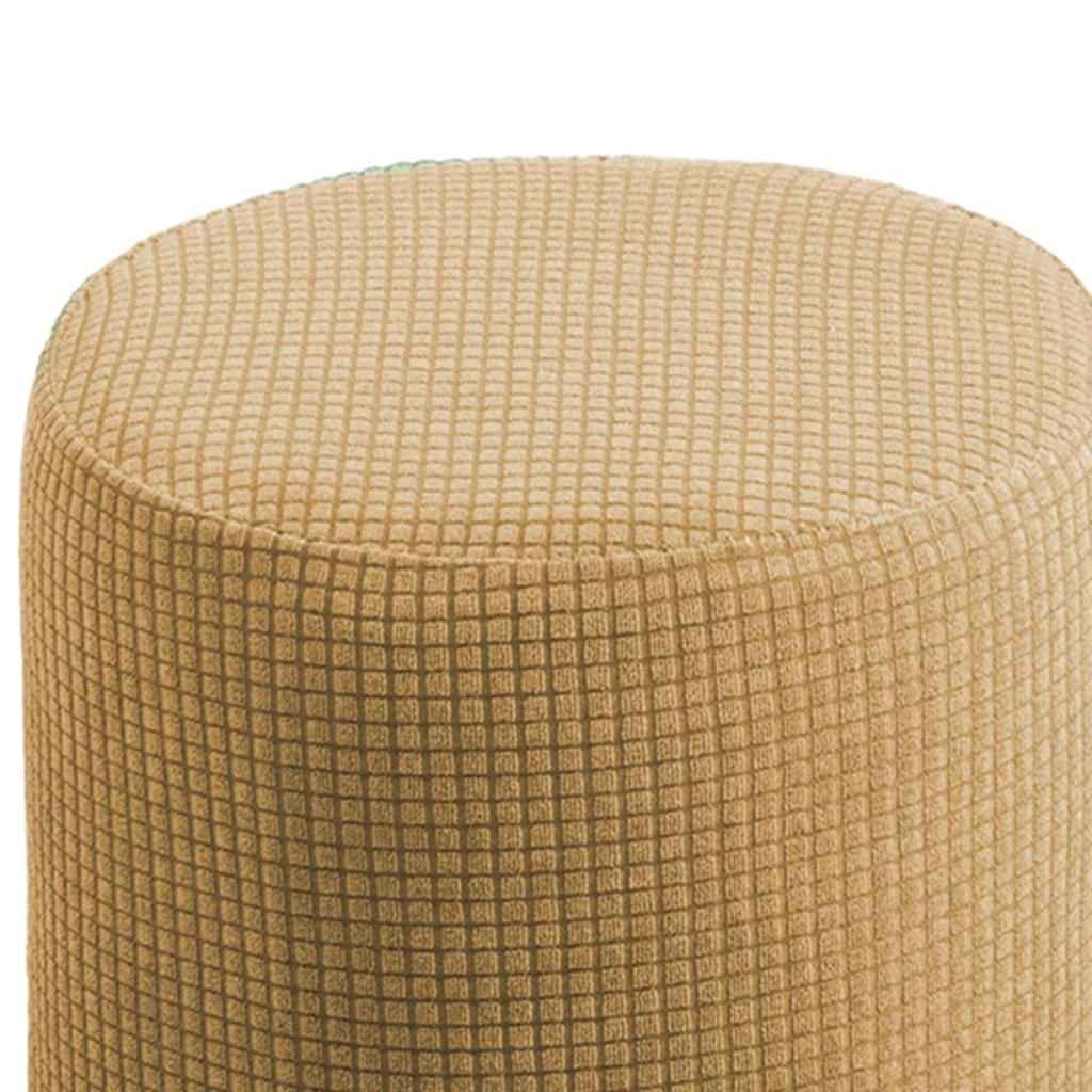 Slipcover Stretch Ottoman Furniture Protector Round Couch Sofa Cover Home Light Yellow