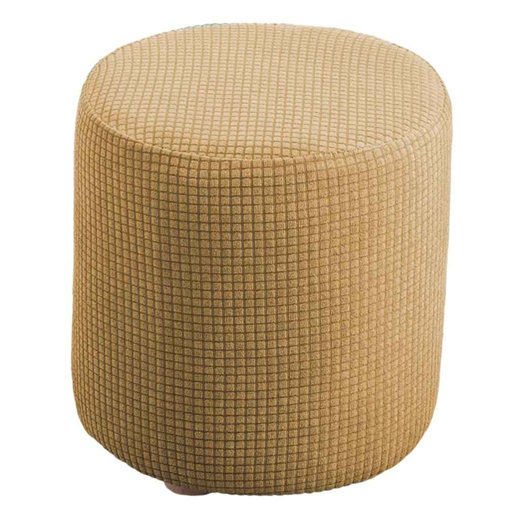 Slipcover Stretch Ottoman Furniture Protector Round Couch Sofa Cover Home Light Yellow