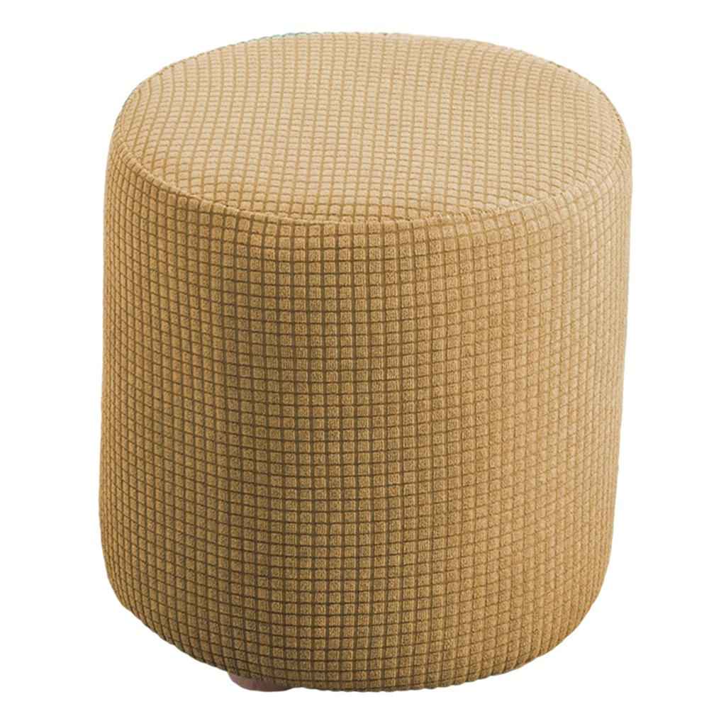 Slipcover Stretch Ottoman Furniture Protector Round Couch Sofa Cover Home Light Yellow
