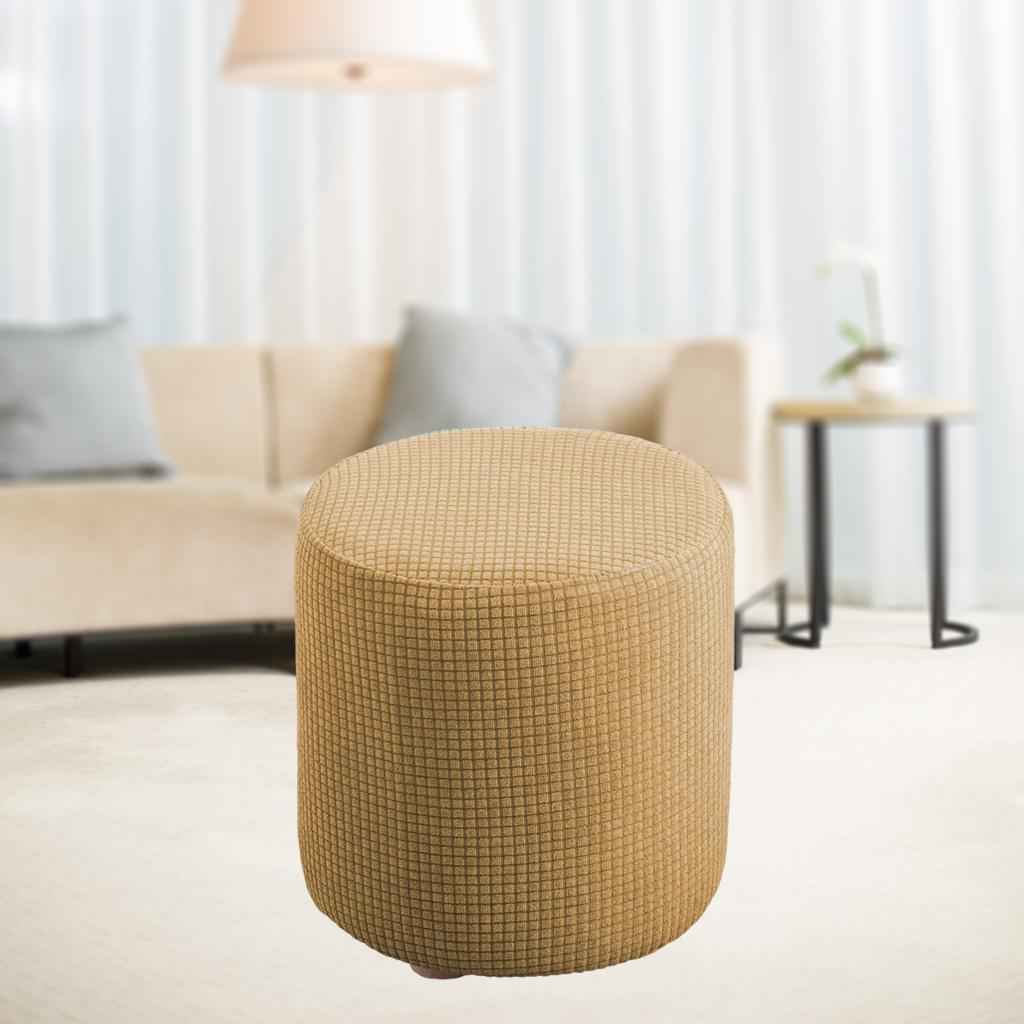 Slipcover Stretch Ottoman Furniture Protector Round Couch Sofa Cover Home Light Yellow