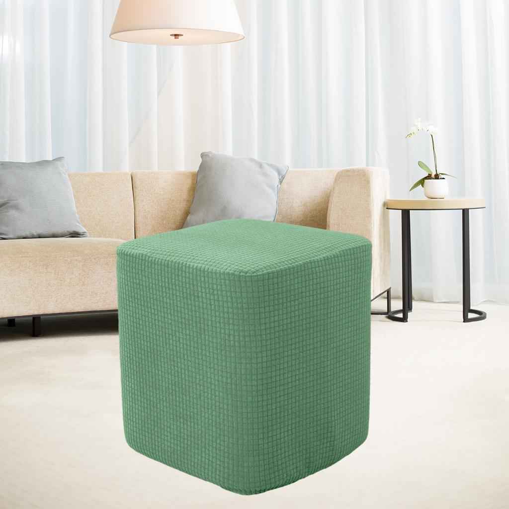 Square Foot Rest Ottoman Covers Decorative Footstool Slipcover Green