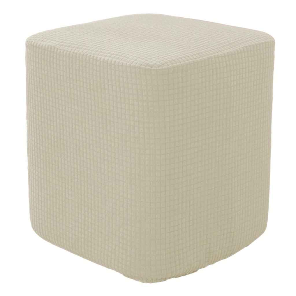 Square Foot Rest Ottoman Covers Decorative Footstool Slipcover Milky White