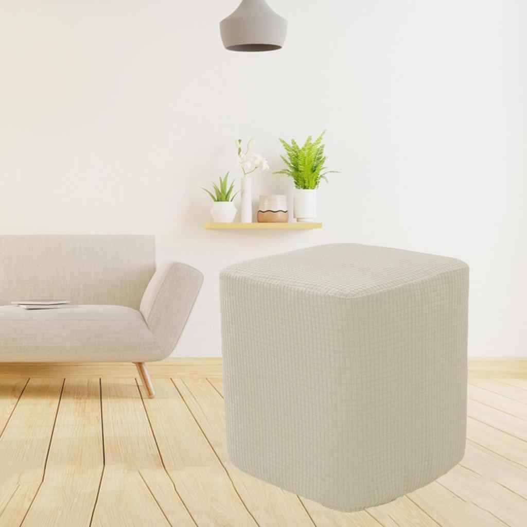 Square Foot Rest Ottoman Covers Decorative Footstool Slipcover Milky White