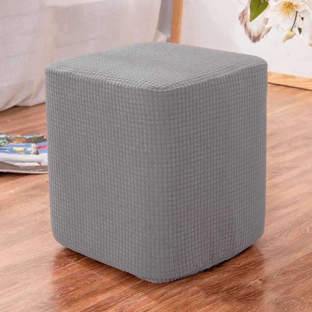 Square Foot Rest Ottoman Covers Decorative Footstool Slipcover Gray