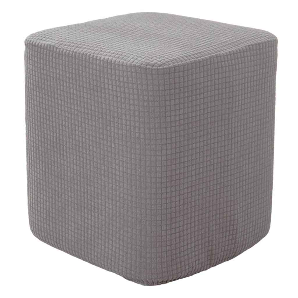 Square Foot Rest Ottoman Covers Decorative Footstool Slipcover Gray