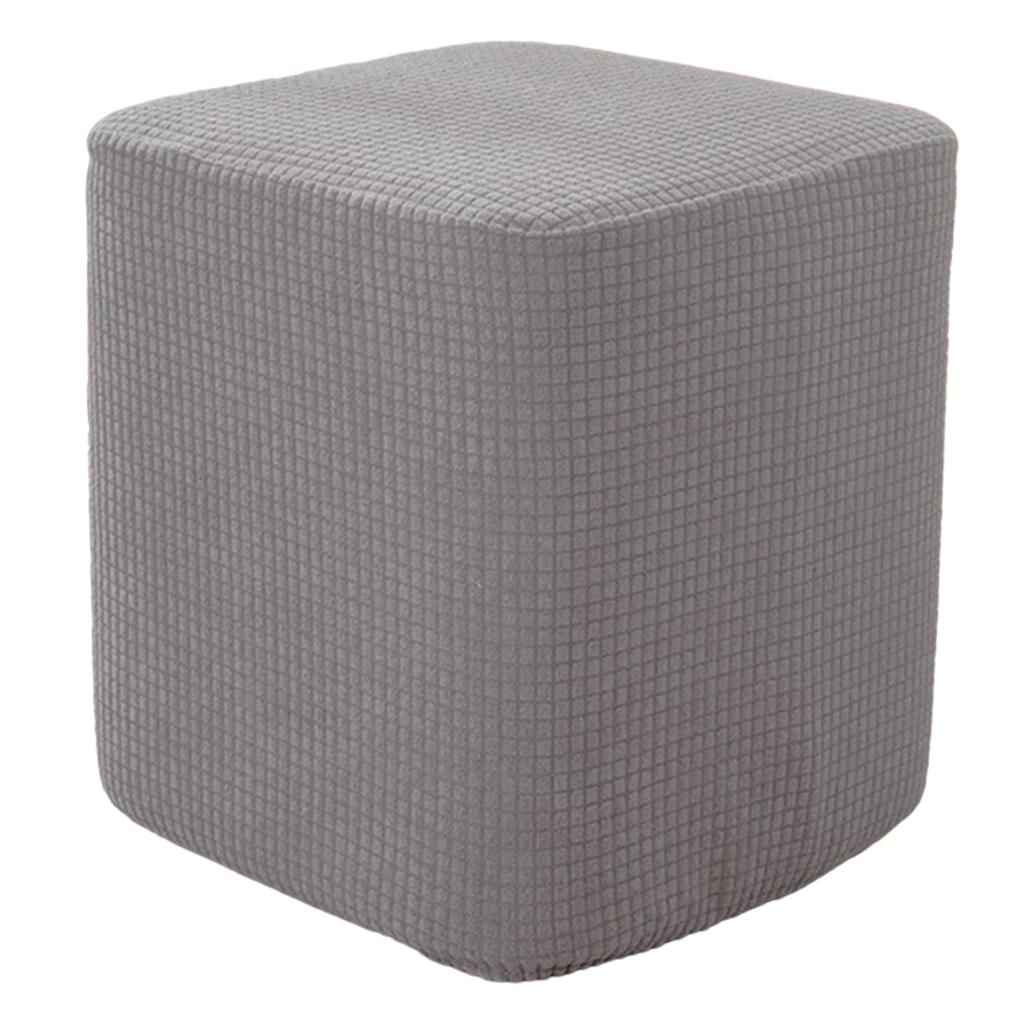 Square Foot Rest Ottoman Covers Decorative Footstool Slipcover Gray