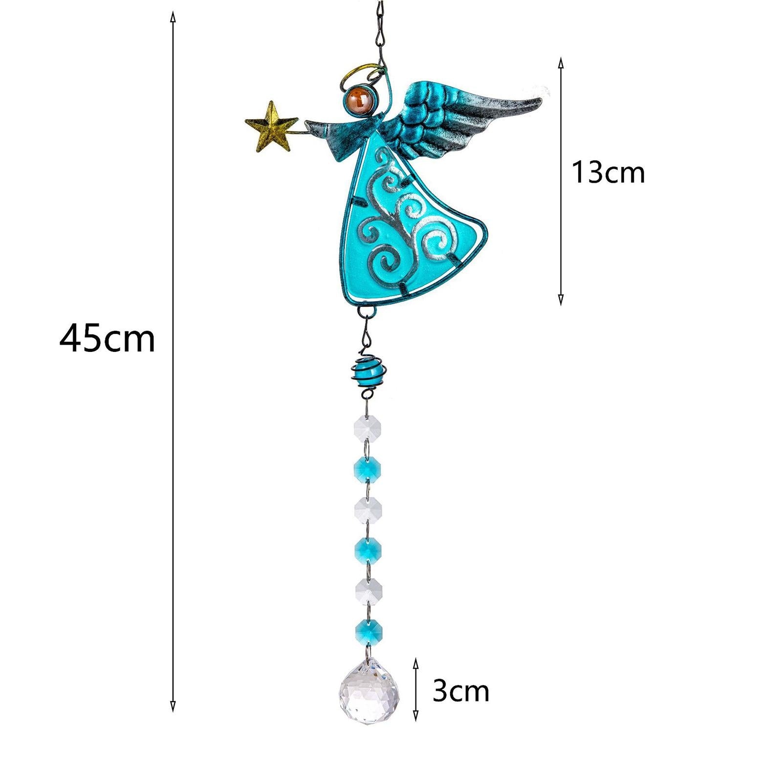Crystal Rainbow Maker Angel Garden Window Pendant Car Patio Gifts blue