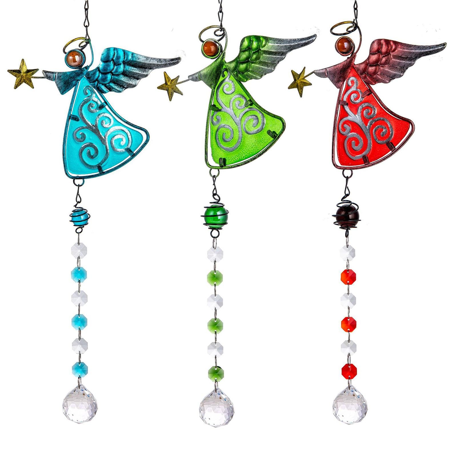 Crystal Rainbow Maker Angel Garden Window Pendant Car Patio Gifts blue