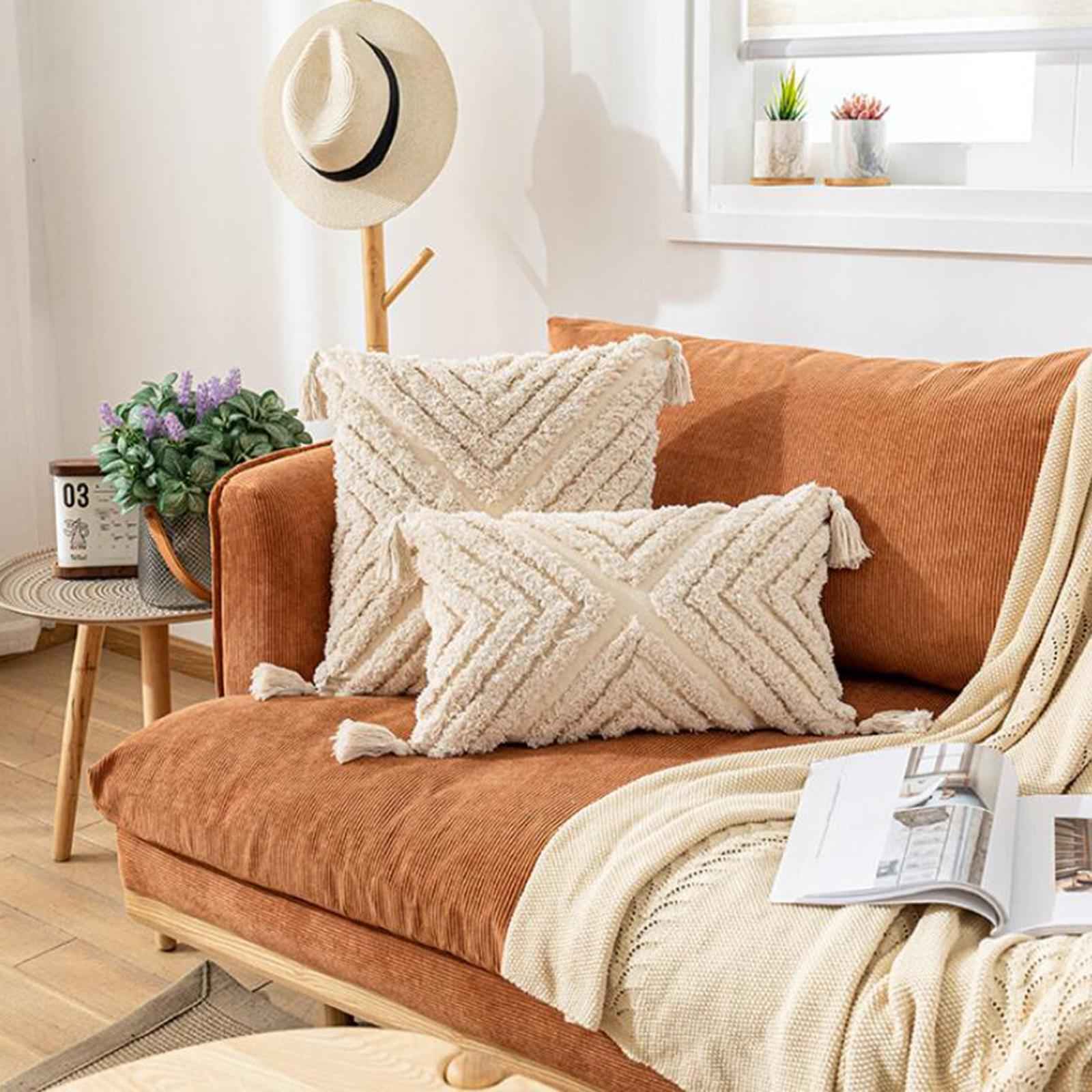 Boho Throw Pillow Covers Tufted Tassels Macrame Case Style 1 Rectangle