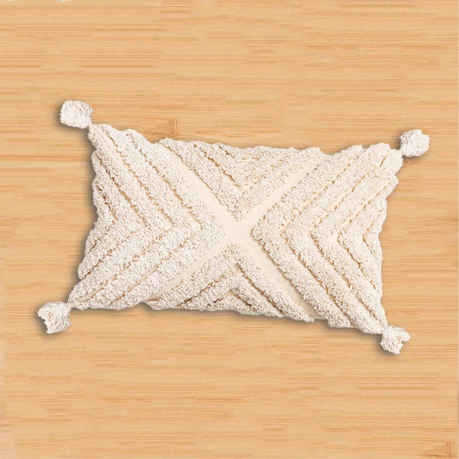 Boho Throw Pillow Covers Tufted Tassels Macrame Case Style 1 Rectangle