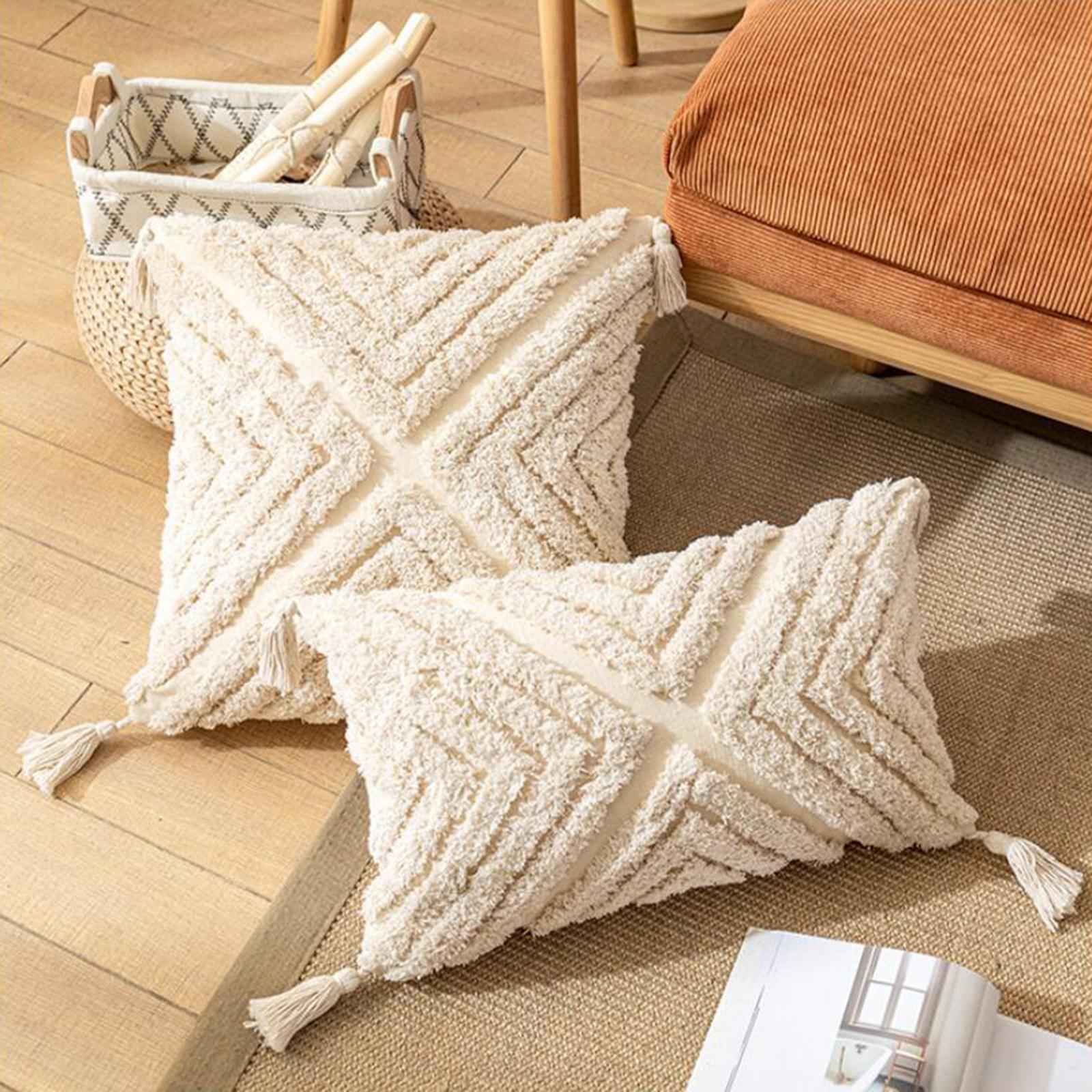 Boho Throw Pillow Covers Tufted Tassels Macrame Case Style 1 Rectangle