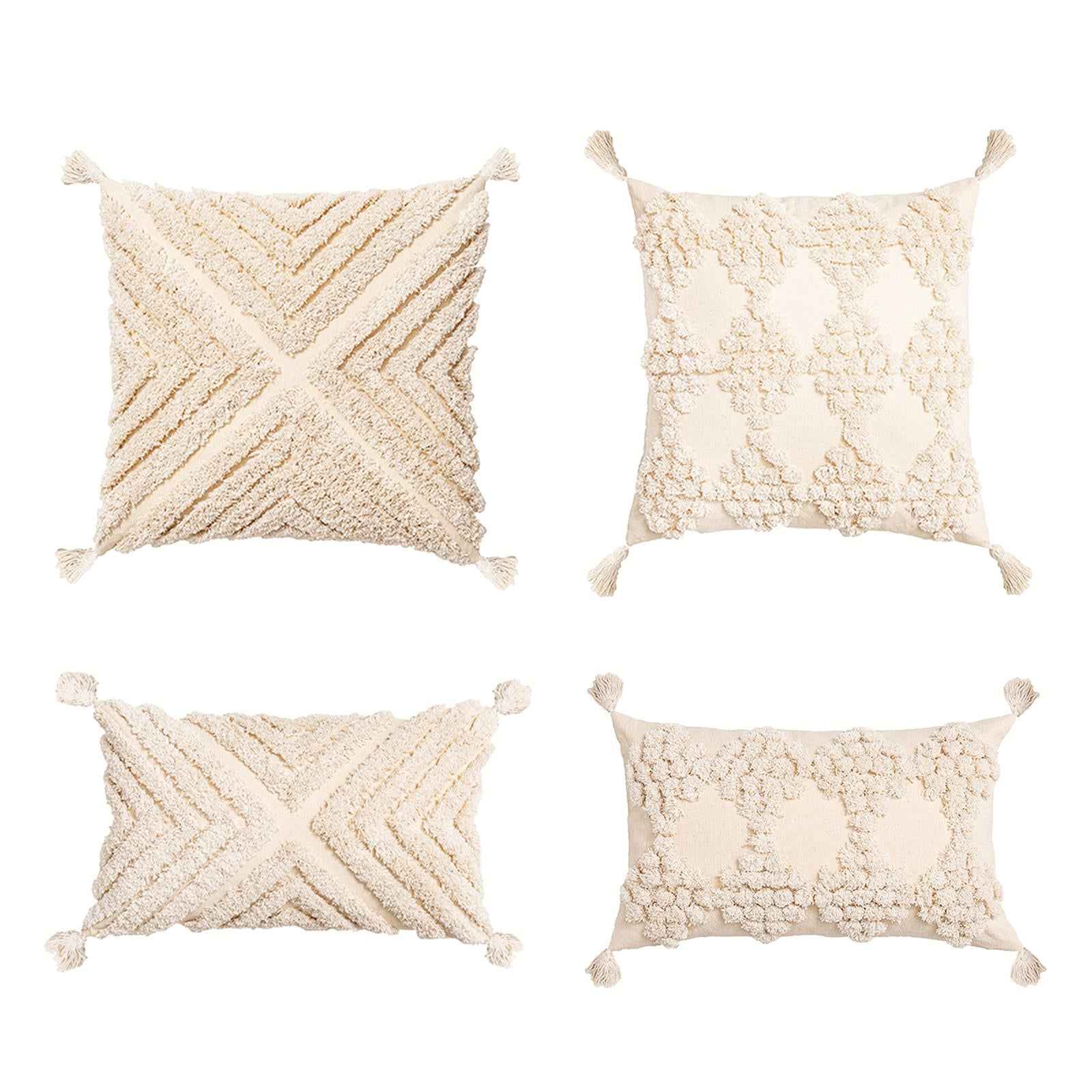 Boho Throw Pillow Covers Tufted Tassels Macrame Case Style 1 Rectangle