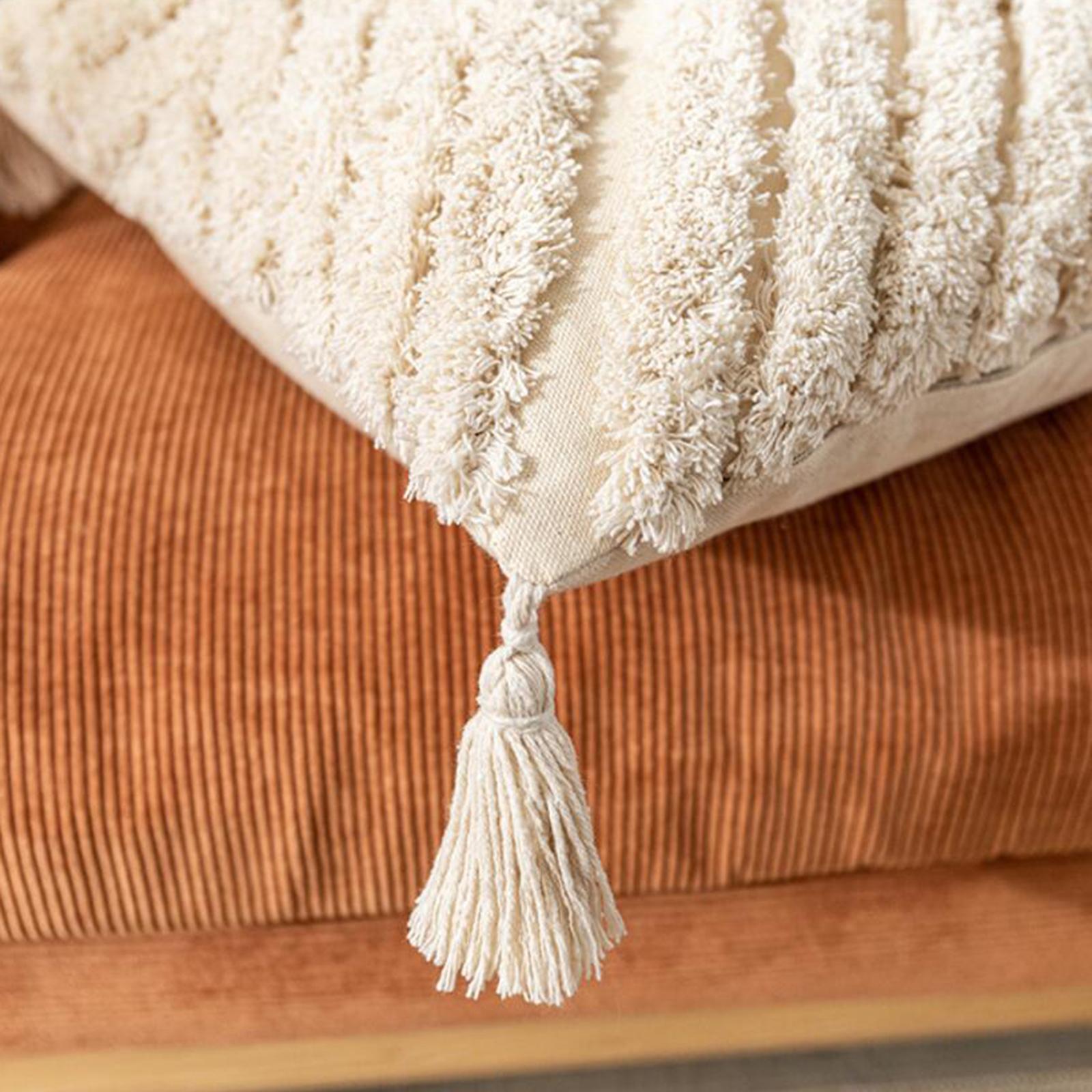 Boho Throw Pillow Covers Tufted Tassels Macrame Case Style 1 Square