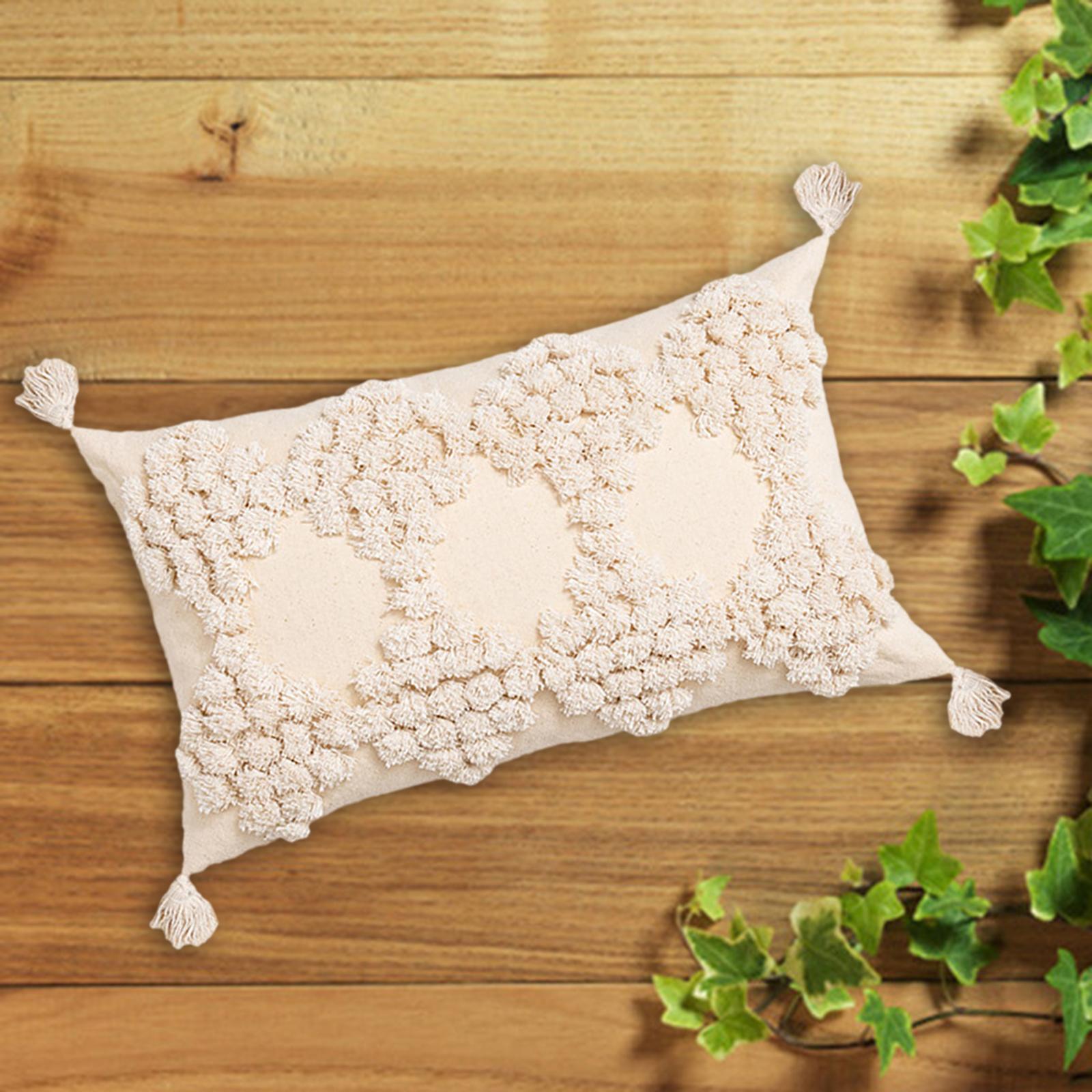 Boho Throw Pillow Covers Tufted Tassels Macrame Case Style 2 Rectangle
