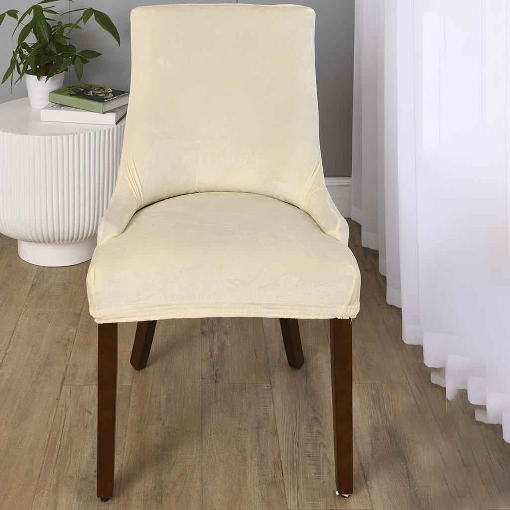 Stretch Wingback Chair Cover Slipcover Reusable Arm Chair Cover Beige White