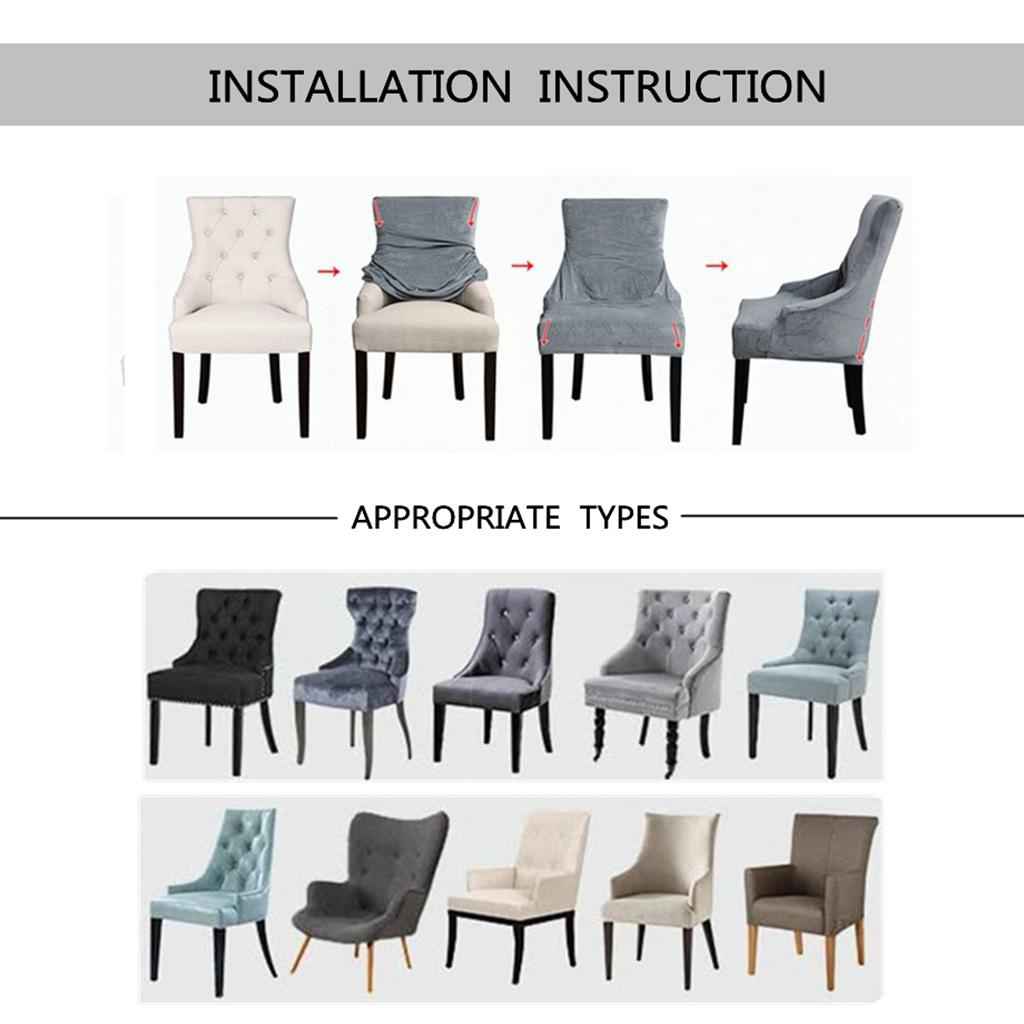 Stretch Wingback Chair Cover Slipcover Reusable Arm Chair Cover Beige White