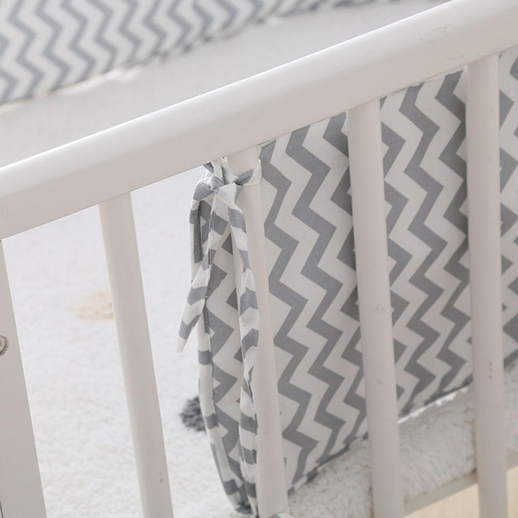 Baby Bumper Pads Comfortable Crib Protector Cotton For Cribs Grey Wave