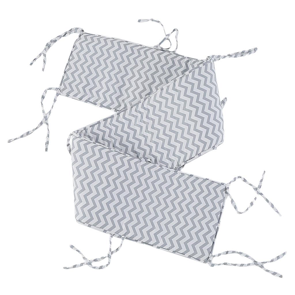 Baby Bumper Pads Comfortable Crib Protector Cotton For Cribs Grey Wave