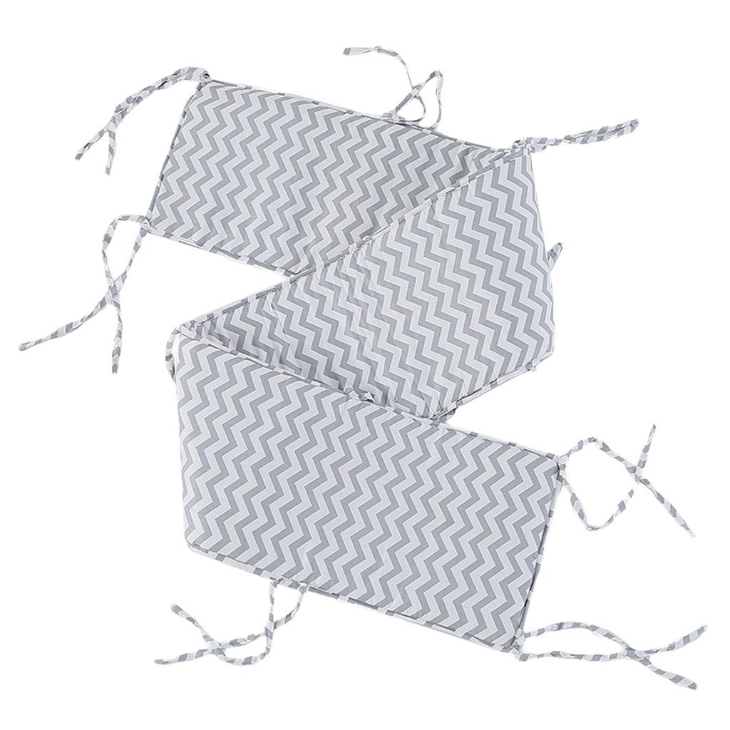 Baby Bumper Pads Comfortable Crib Protector Cotton For Cribs Grey Wave