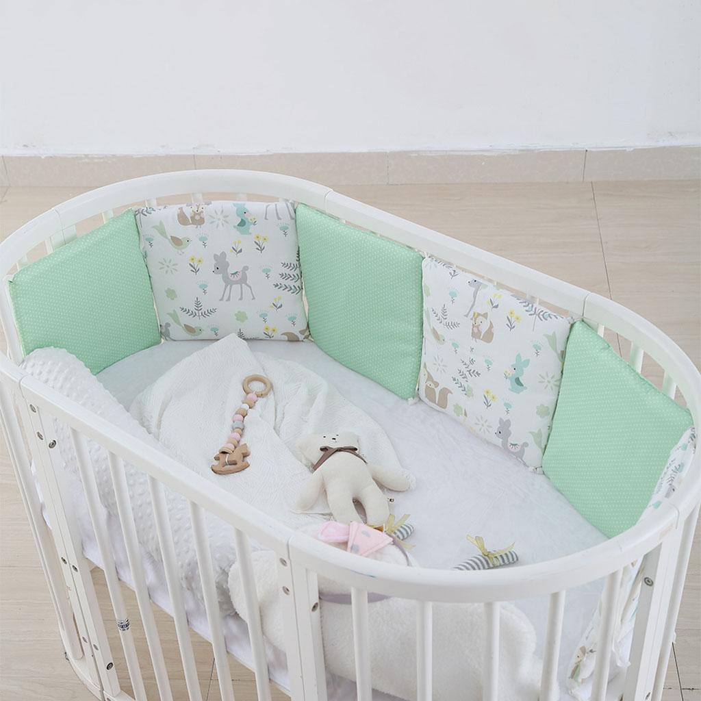 Crib Bumper Cushion Pillow Bumper 6 Cushions Cot Bed Pads Green Fawn