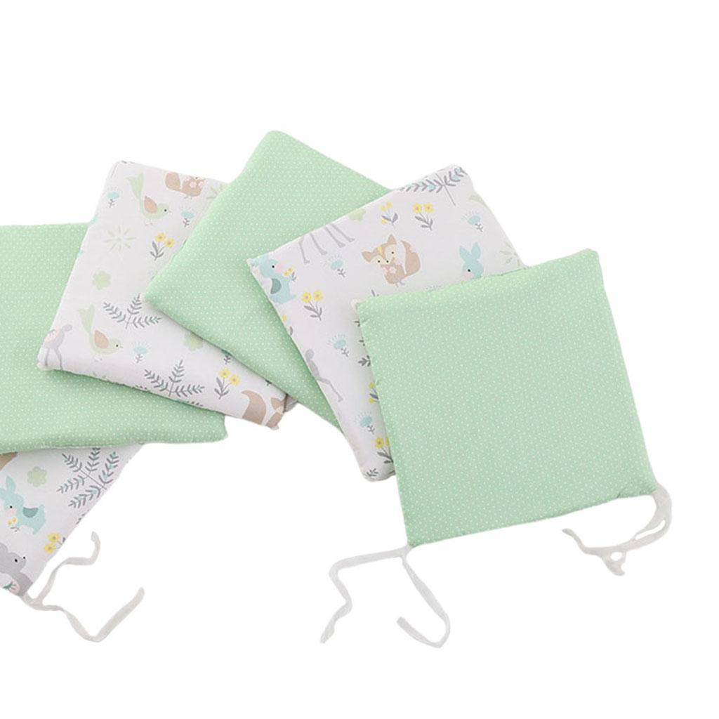 Crib Bumper Cushion Pillow Bumper 6 Cushions Cot Bed Pads Green Fawn