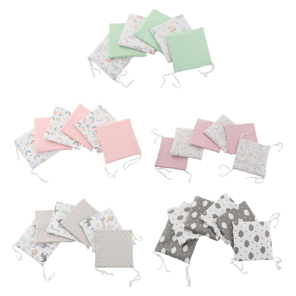 Crib Bumper Cushion Pillow Bumper 6 Cushions Cot Bed Pads Green Fawn