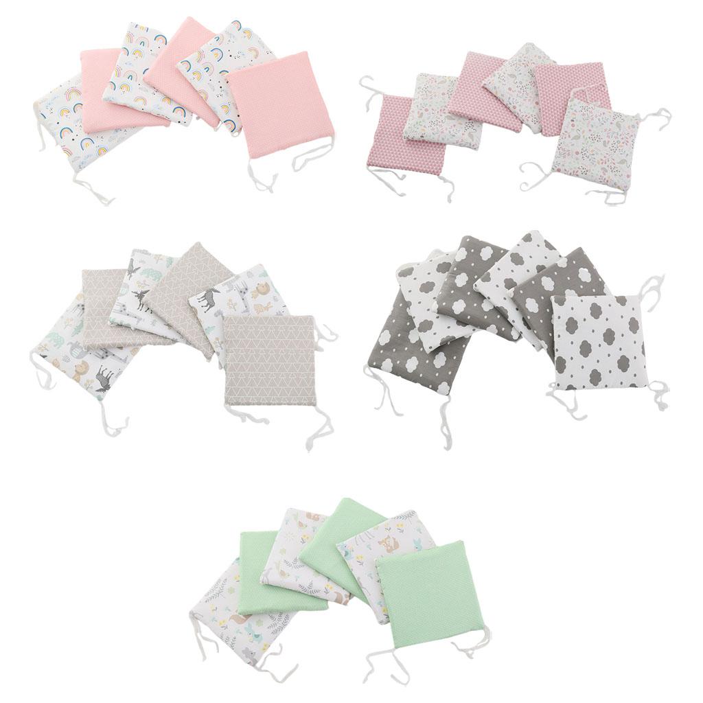 Crib Bumper Cushion Pillow Bumper 6 Cushions Cot Bed Pads Green Fawn