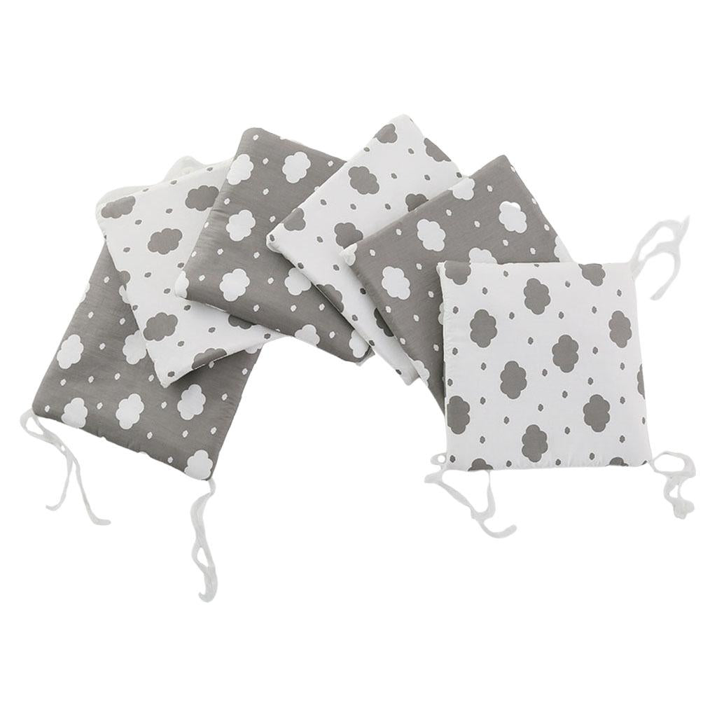 Crib Bumper Cushion Pillow Bumper 6 Cushions Cot Bed Pads Grey Clouds