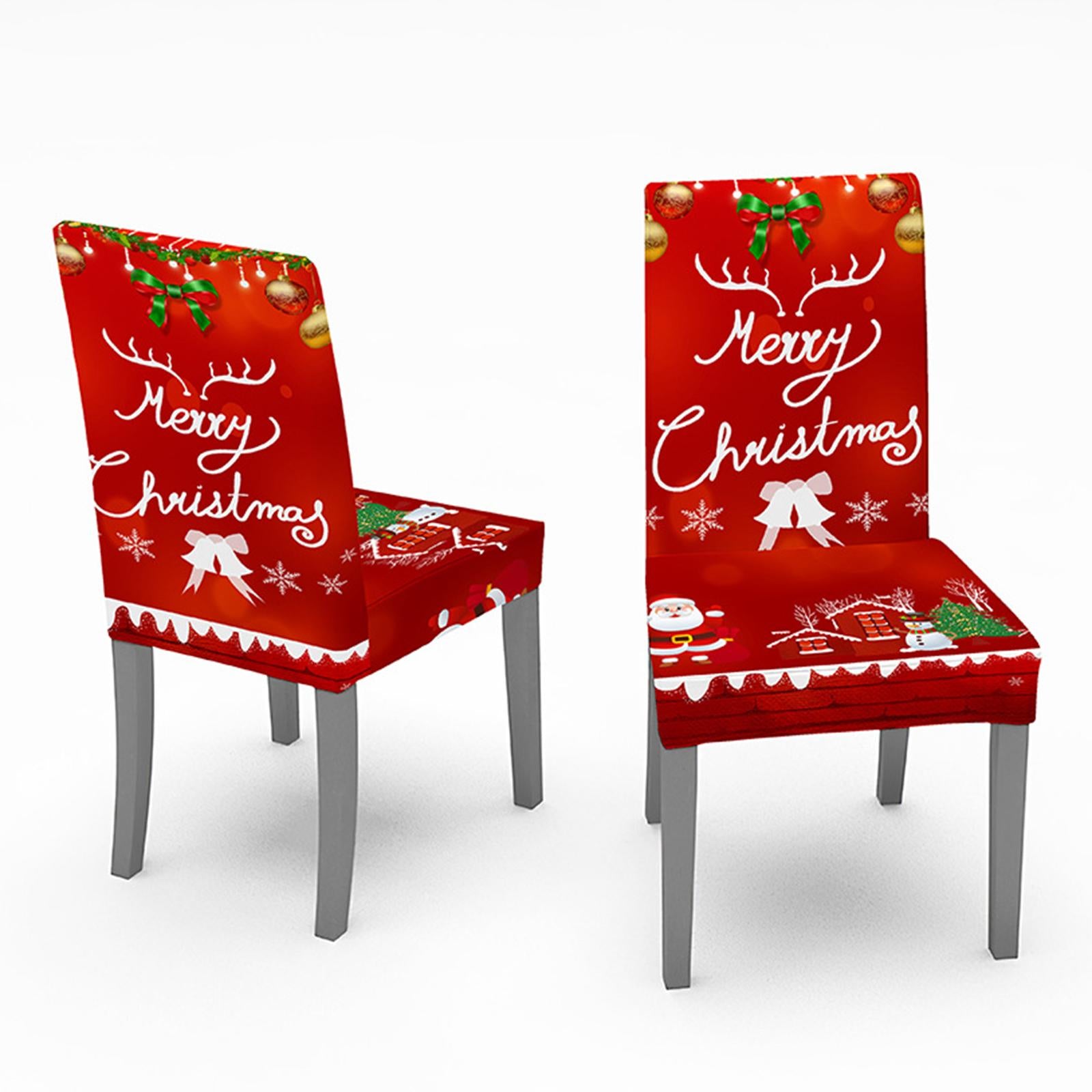 Chair Cover Stretch Removable Xmas Chair Protector Slipcovers Decor Red C