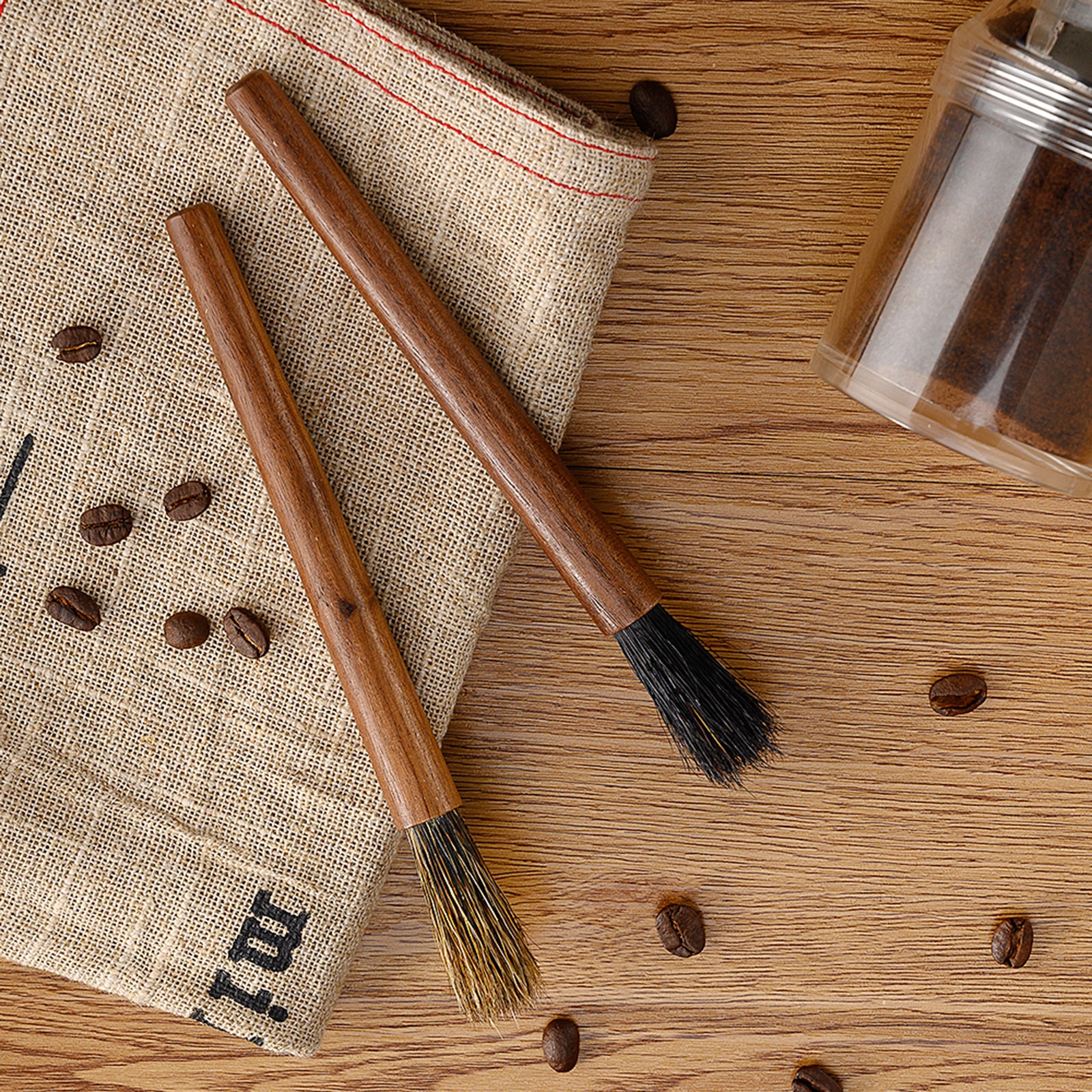 Coffee Grinder Machine Cleaning Brush Wooden Handle Brown 18cm