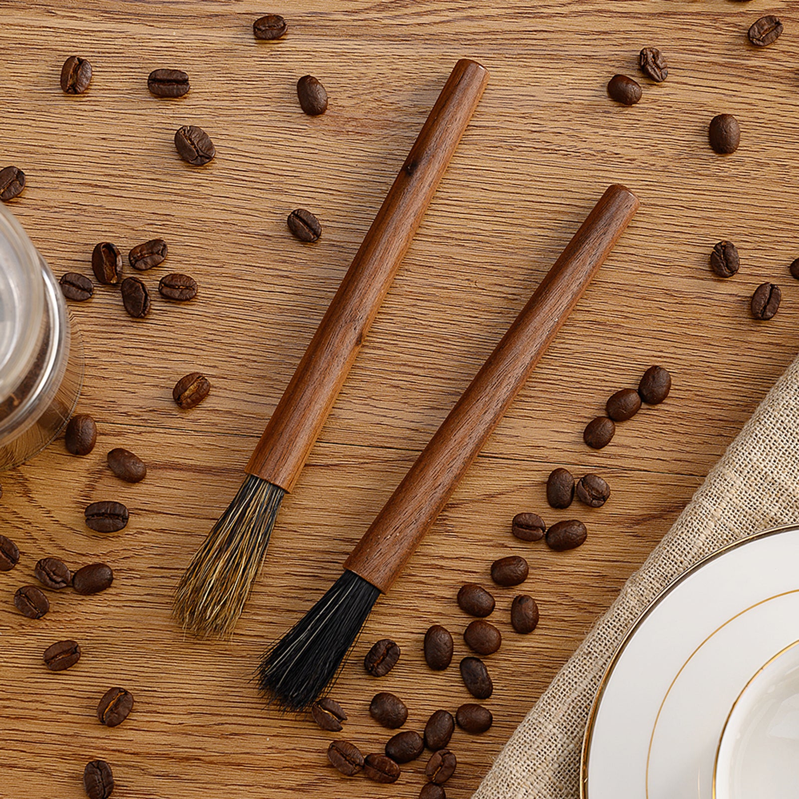 Coffee Grinder Machine Cleaning Brush Wooden Handle Brown 18cm