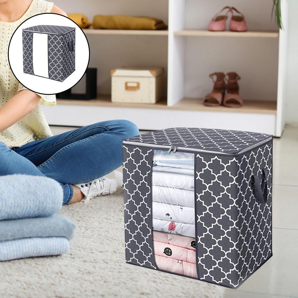 Clothes Storage Bag Quilt Bedding Zipper Organizer Gray 63x45x36cm A