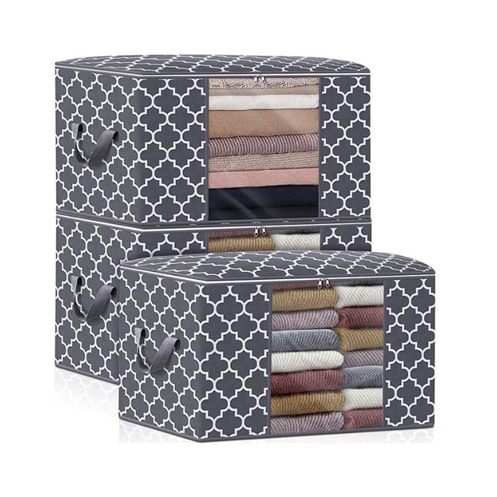 Clothes Storage Bag Quilt Bedding Zipper Organizer Gray 63x45x36cm A
