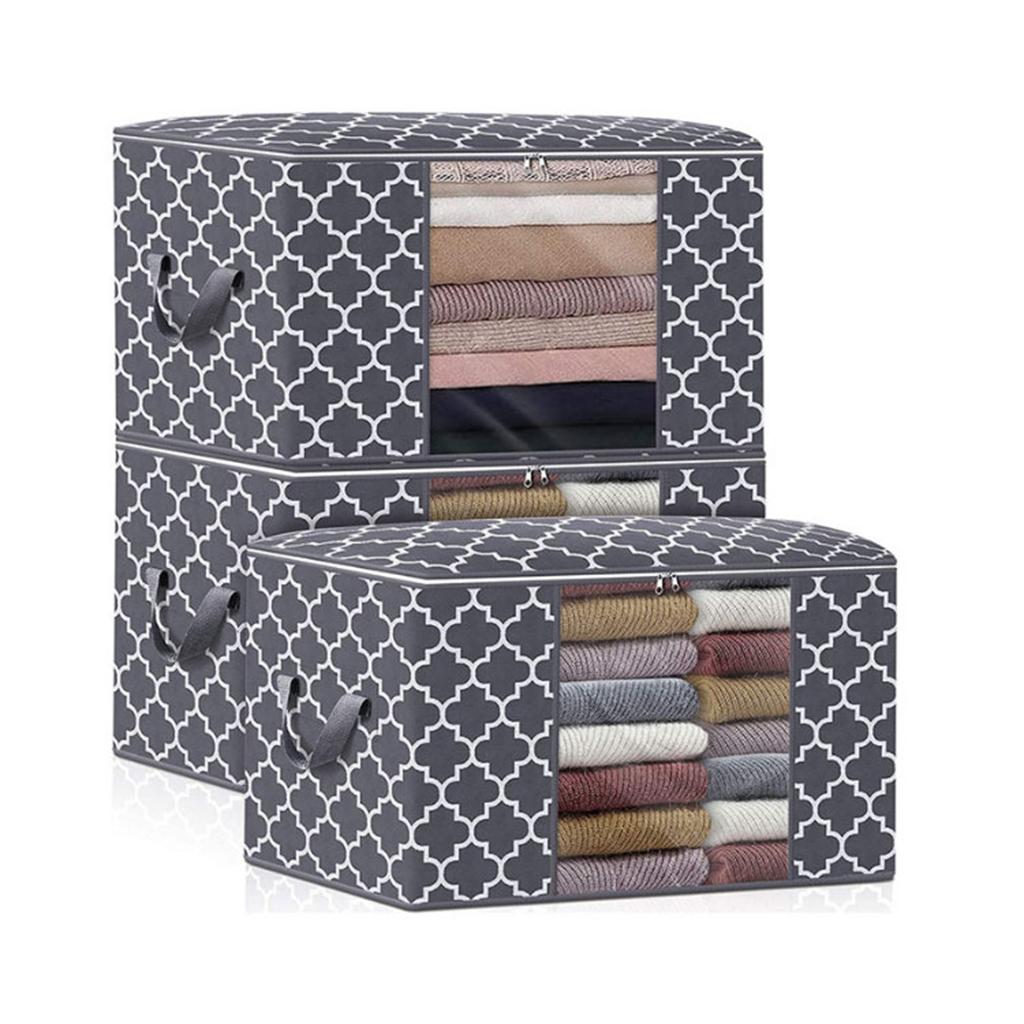 Clothes Storage Bag Quilt Bedding Zipper Organizer Grey 45x30x20cm B