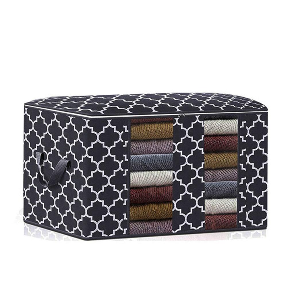 Clothes Storage Bag Quilt Bedding Zipper Organizer Black 45x30x20cm B