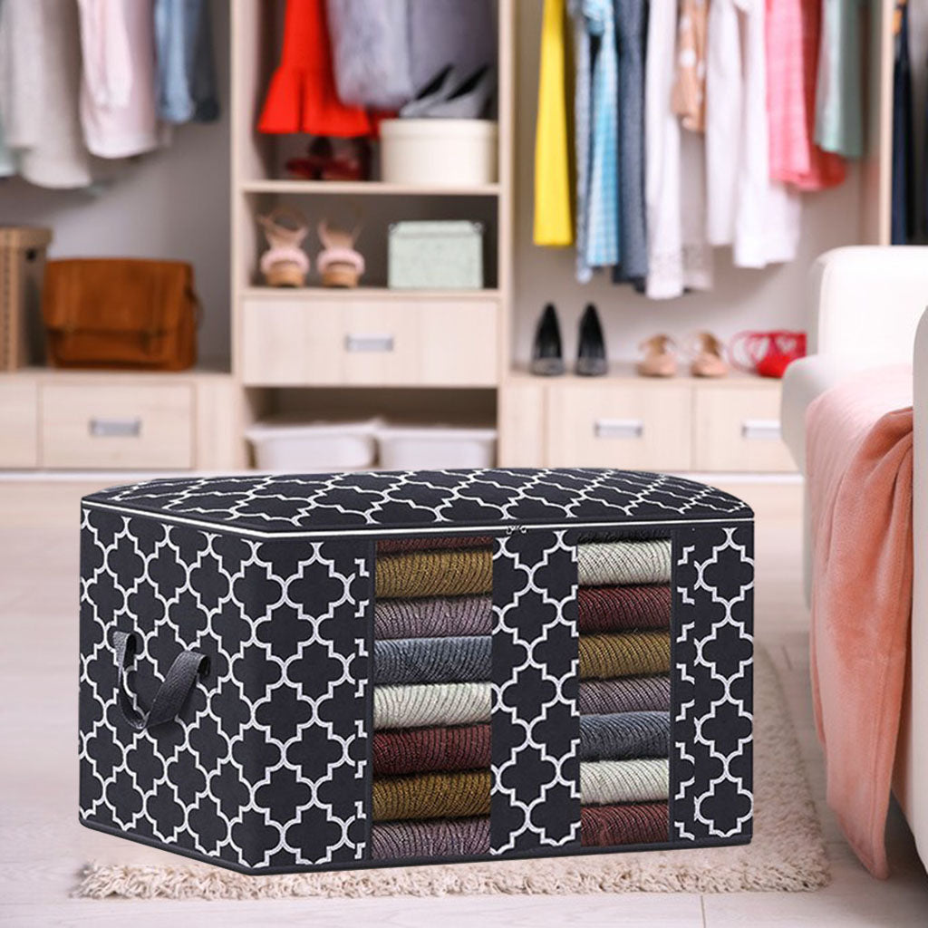 Clothes Storage Bag Quilt Bedding Zipper Organizer Black 45x45x20cm B