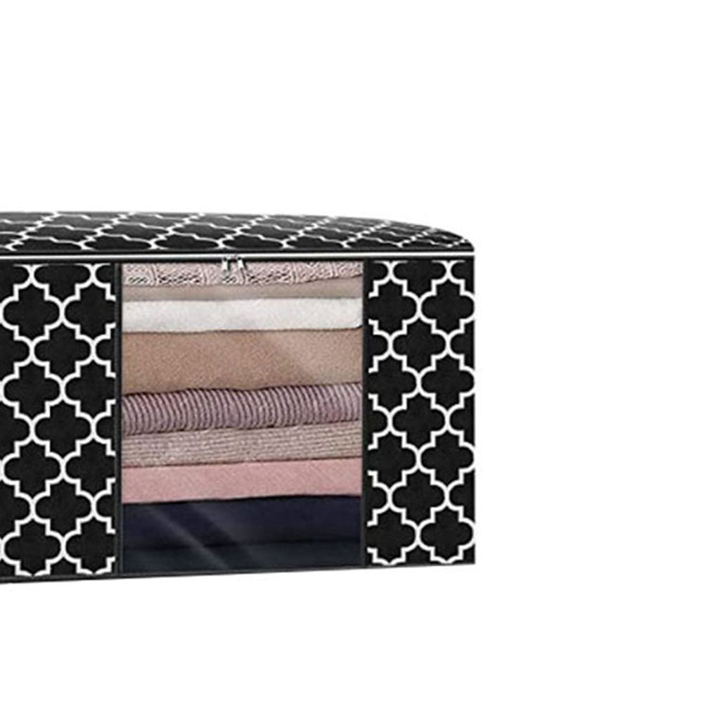 Clothes Storage Bag Quilt Bedding Zipper Organizer Black 45x45x20cm B