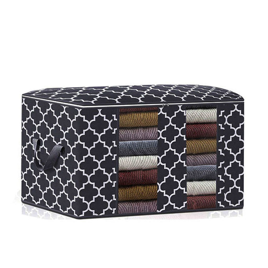 Clothes Storage Bag Quilt Bedding Zipper Organizer Black 45x45x20cm B