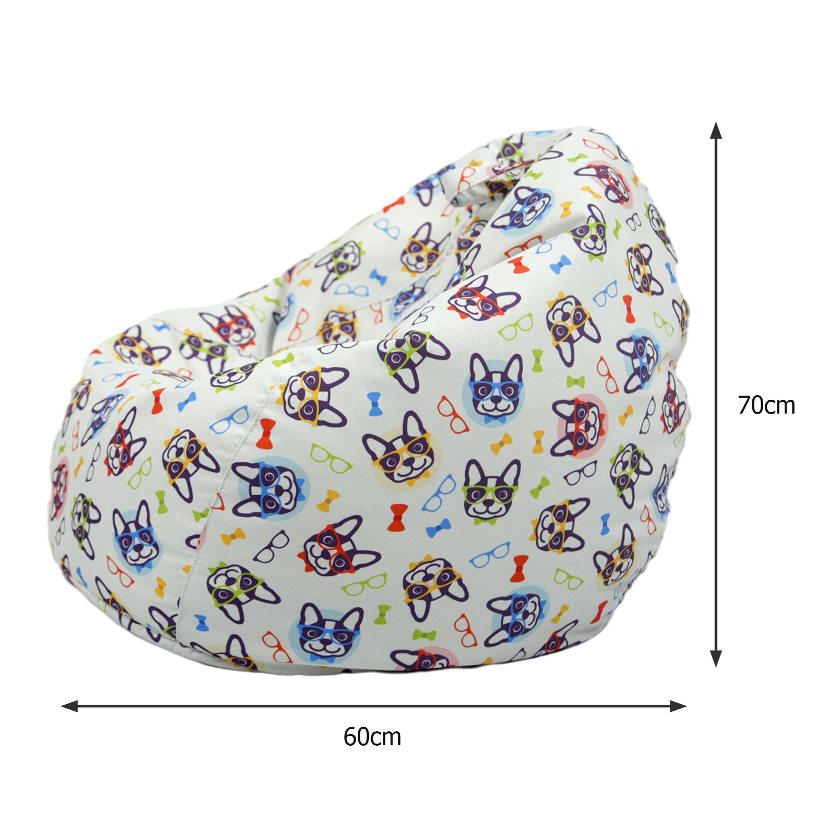Animal Print beanbag Chair Cover Kids Soft Sofa Sack Teens Glasses Dog