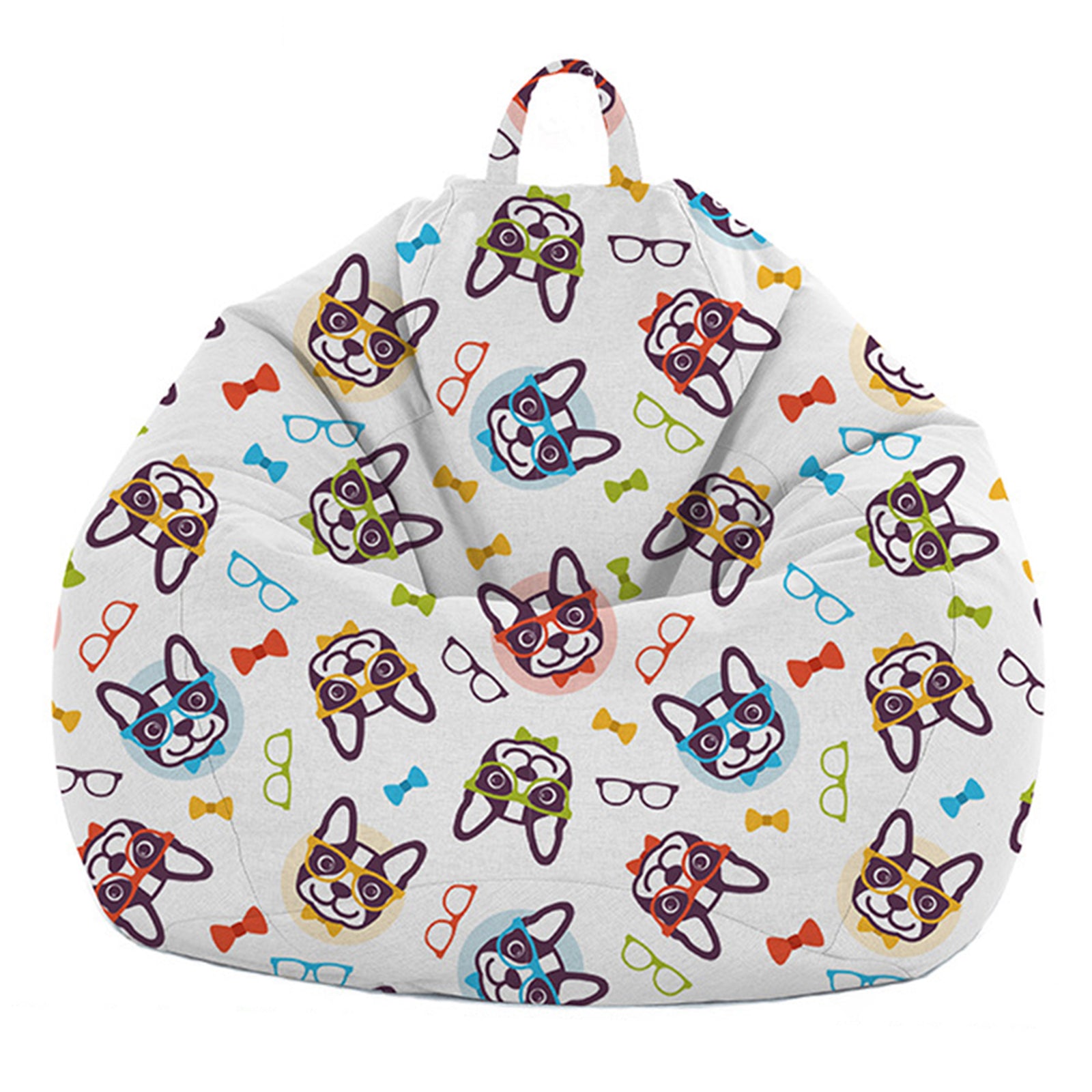 Animal Print beanbag Chair Cover Kids Soft Sofa Sack Teens Glasses Dog