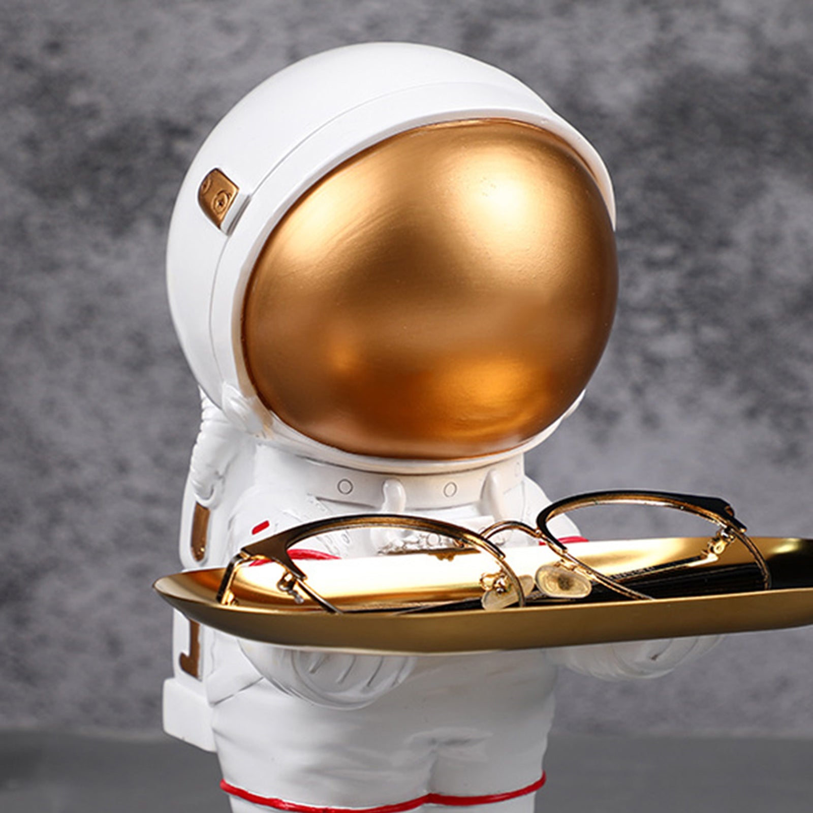 Astronaut FIGURINE TRAY SCULPTURE Desk Storage STATUE Room Decoration GIFT White Small