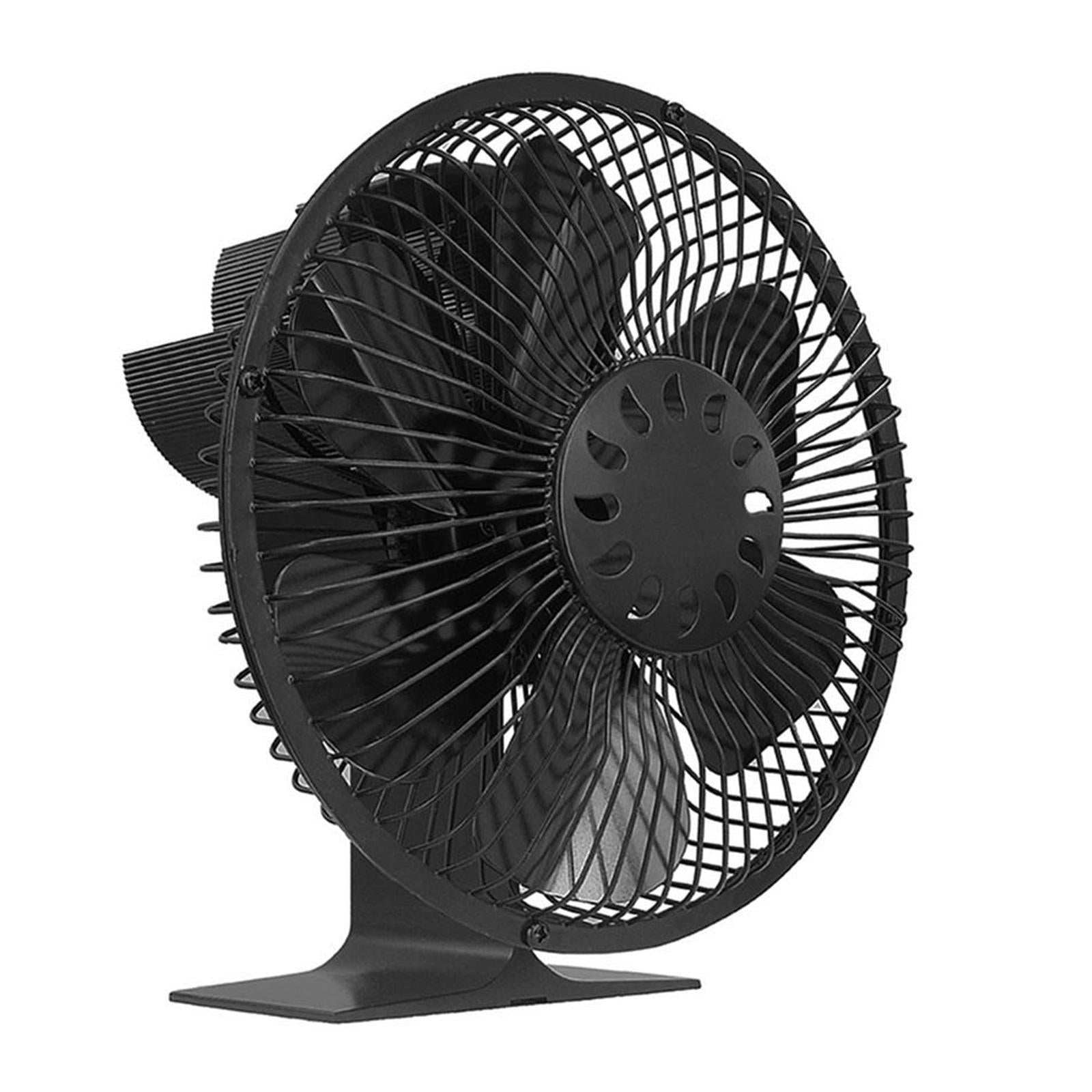 Black Stove Fan 6 Blades Heated Air Circulation Efficiency for Wood Stove