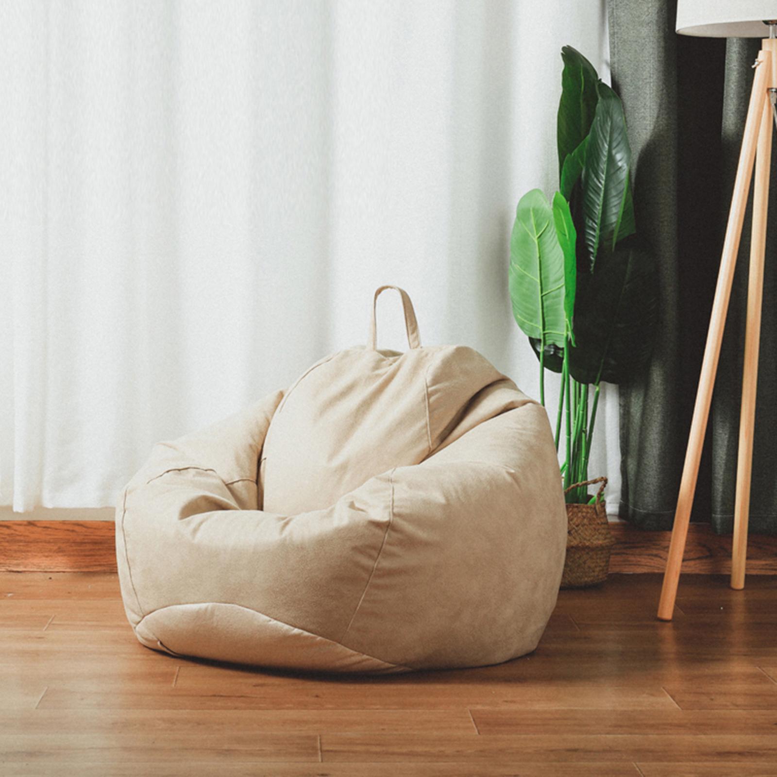 Beanbag Chair Cover Stuffed Storage Multi-Purpose for Living Room Teens Beige