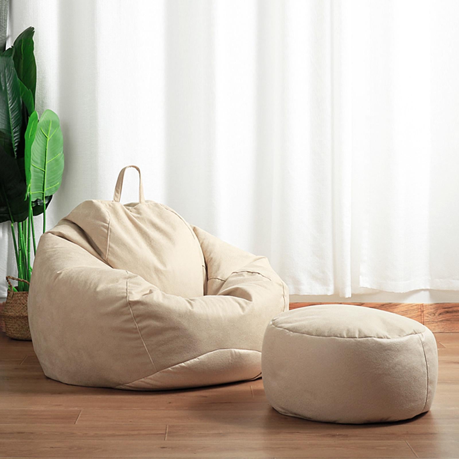 Beanbag Chair Cover Stuffed Storage Multi-Purpose for Living Room Teens Beige