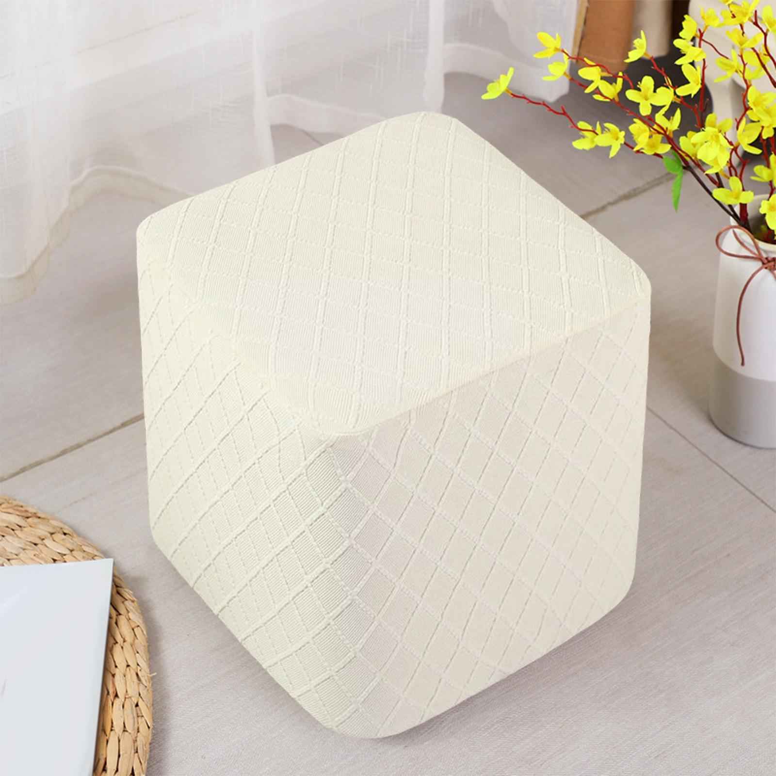 Foot Rest Stool Covers Stool Protector with Elastic Bottom for Living Room White