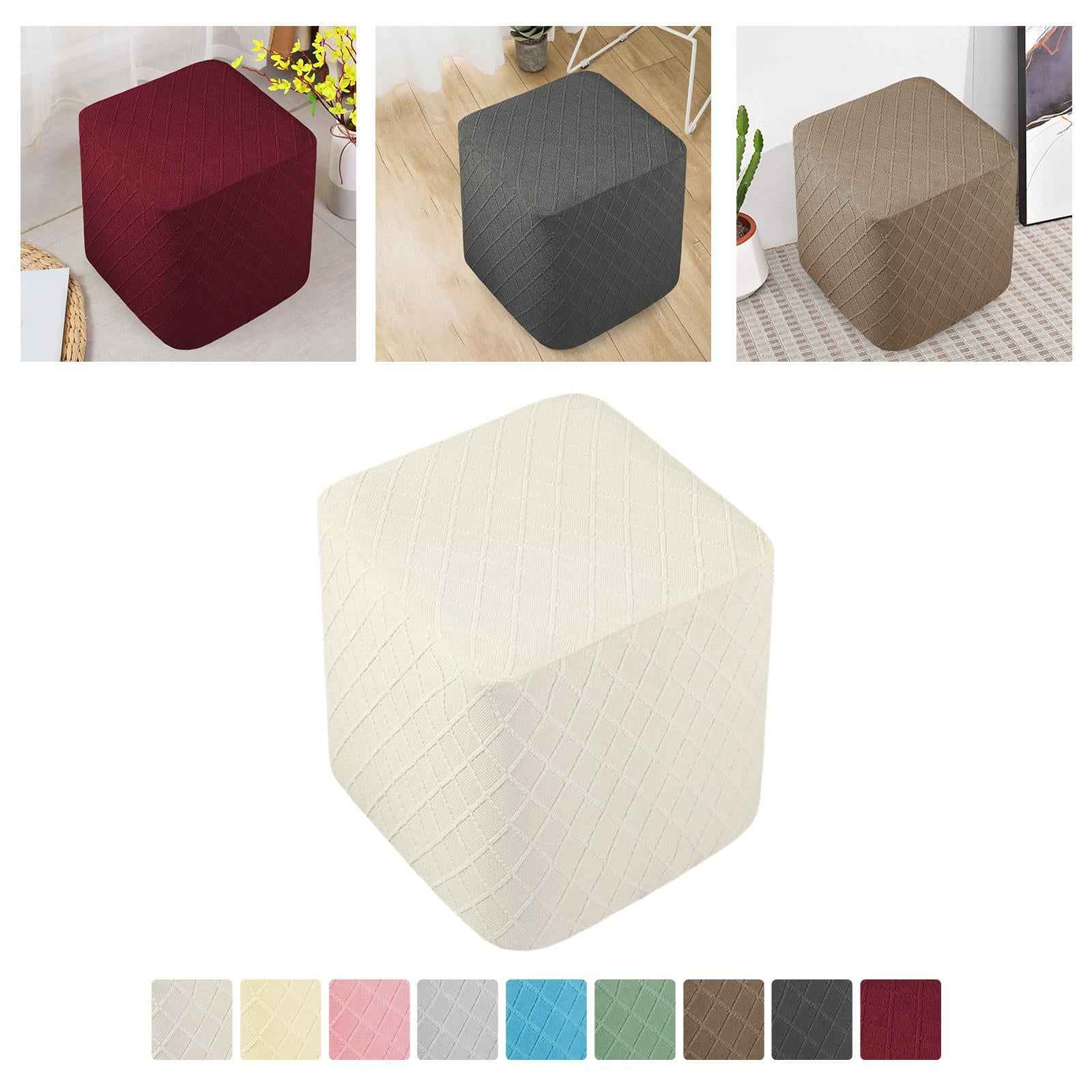 Foot Rest Stool Covers Stool Protector with Elastic Bottom for Living Room White