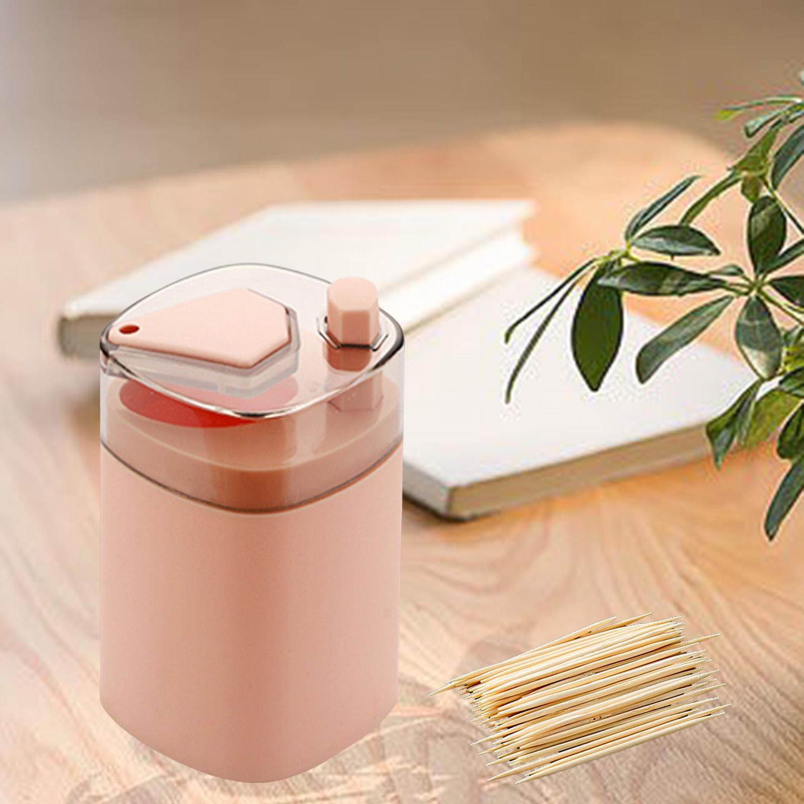 Compact Toothpick Holder Toothpick Storage Box Plastic for Home Hotel Office pink
