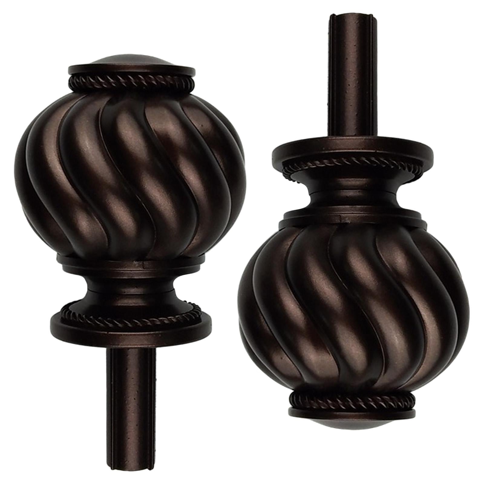 2 Pieces Curtain Rod Finials 3/4 inch Replacement for Room Living Room Dark Brown