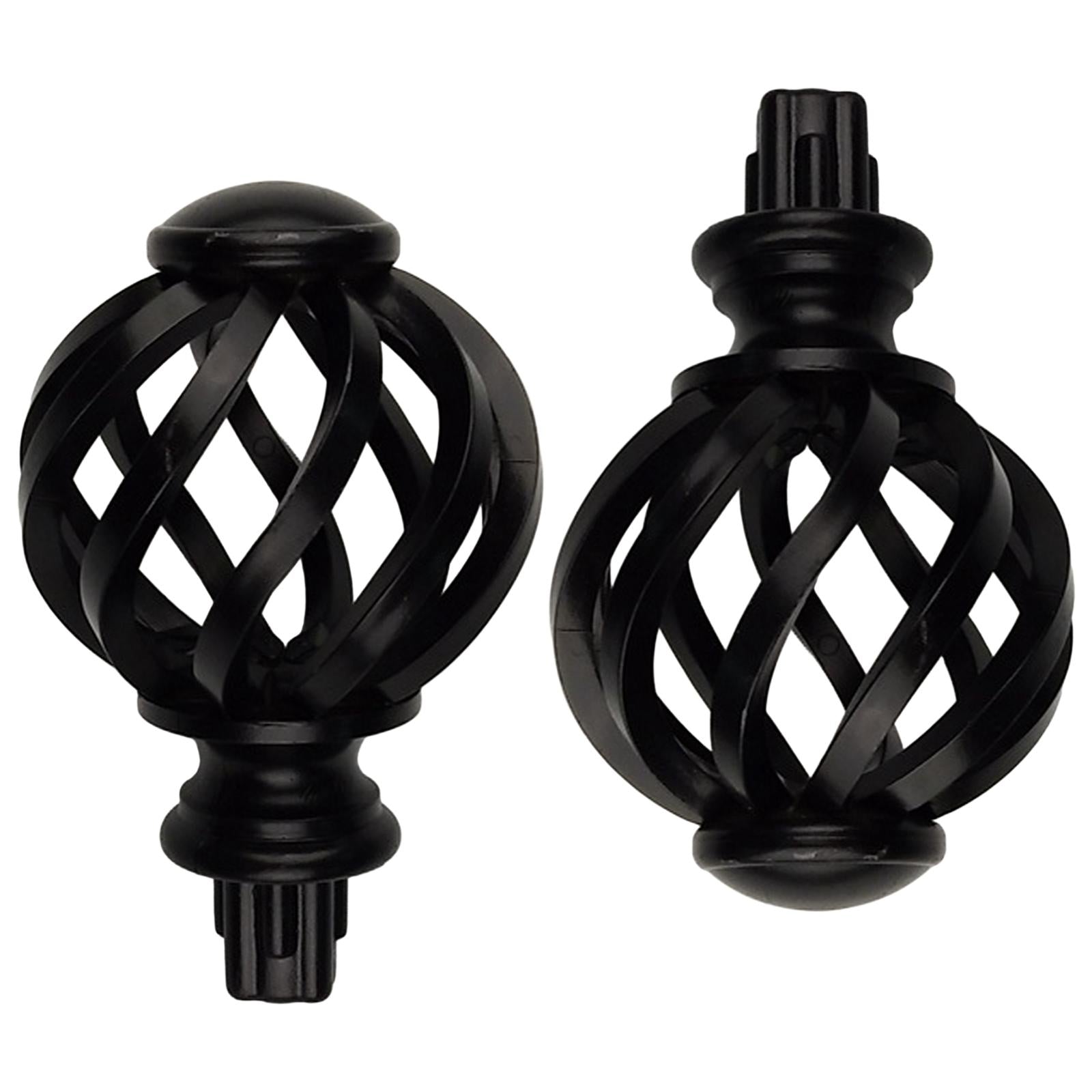 2 Pieces Curtain Rod Finials 3/4 inch Replacement for Room Living Room Black Hollow Out